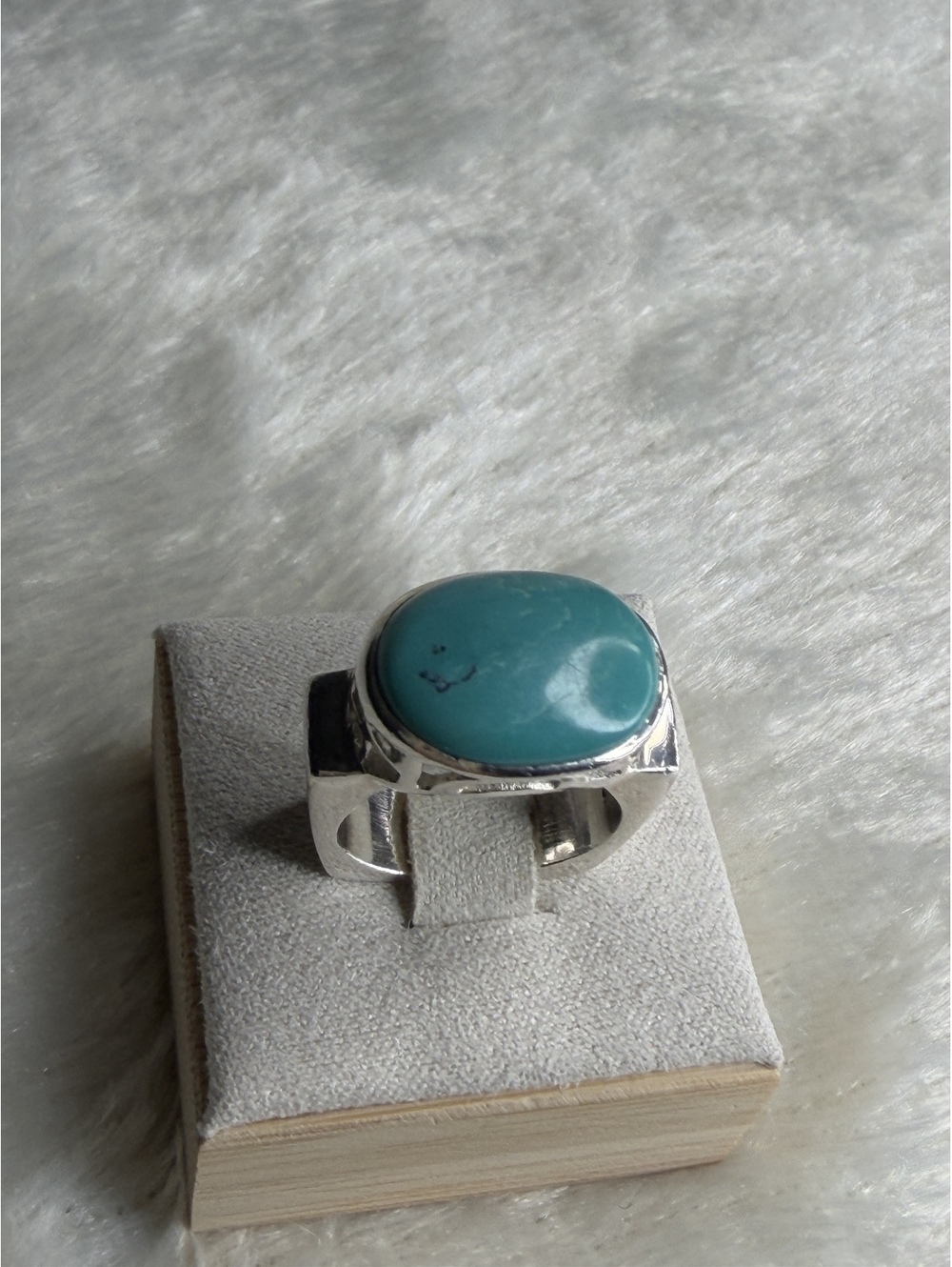 Vintage Silpada Sterling Silver Oval Turquoise Square Band Ring R0786 SZ 6